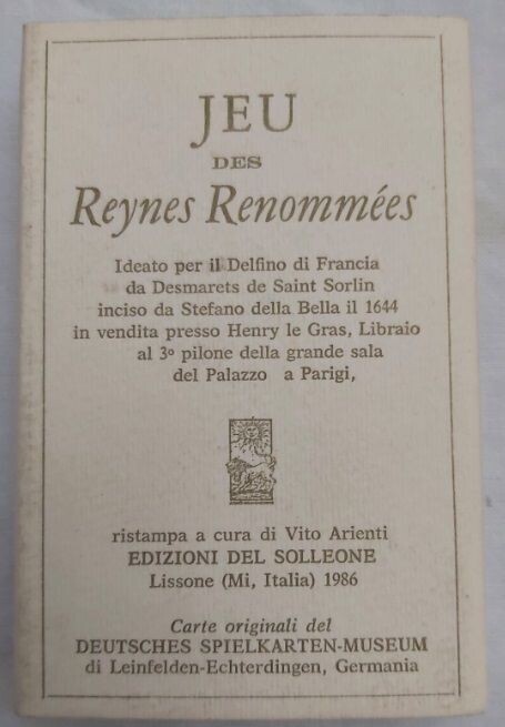 Mazzo Carte Jeu des Reynes Renommées 1986 n 485/600 Vito Arienti Edizioni Solleone da Collezione