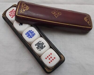 Porta 5 Dadi Poker in Cuoio Fiorentino Bordeaux Made in Italy