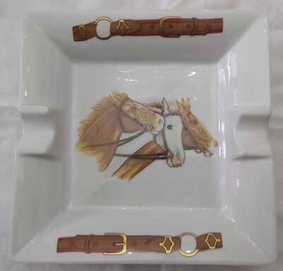Posacenere 3 Cavalli con Briglie Limoges France Cendrier Ashtray