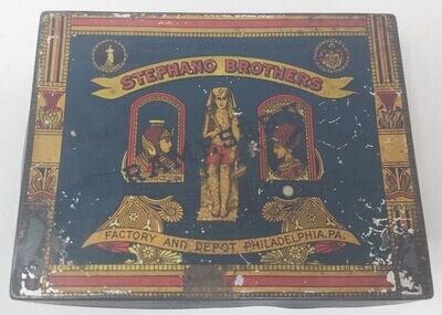 Scatola Latta Turkish Tabacco Egyptian Cigarettes Stephano Brothers Rameses II Vintage Tin Box 1910