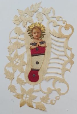 Santino Holy Card Merlettato Traforato Sagomato Canivet Bambinello Ricordo Prima Comunione