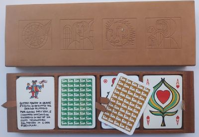 Cofanetto Astuccio 4 Mazzi Carte Gioco Poker Sergio Ruffolo ENI Dal Negro 6000 Esemplari