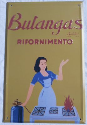 Butangas Rifornimento Targa Latta Hachette Targhe Pubblicitarie Collezione Riproduzione Pubblicità