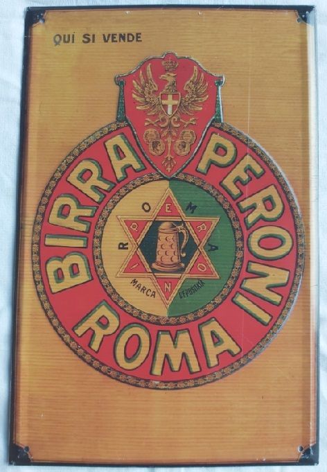 Birra Peroni Roma Targa Latta Hachette Targhe Pubblicitarie Collezione Riproduzione Pubblicità