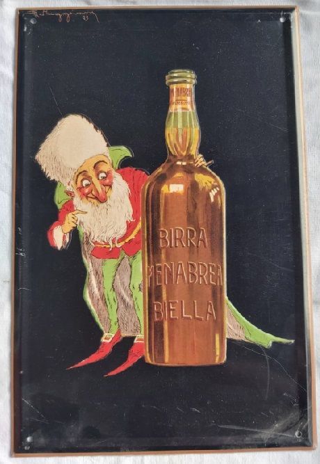Birra Menabrea Biella Targa Latta Targhe Pubblicitarie Collezione Riproduzione Pubblicità.