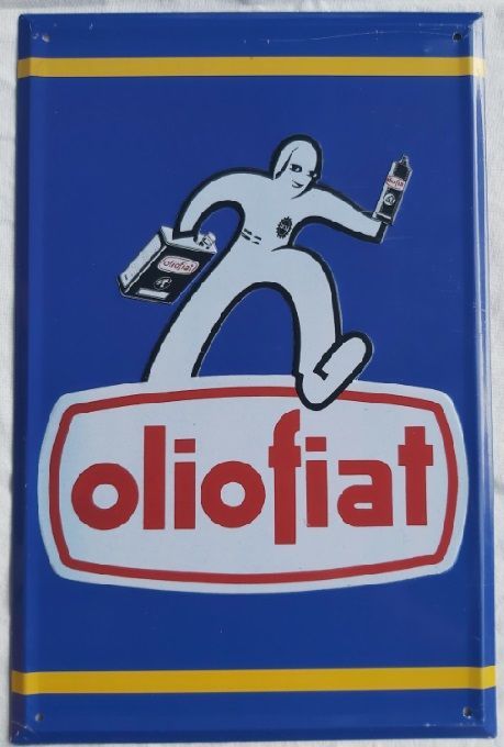 Olio Fiat Targa Latta Hachette Targhe Pubblicitarie Collezione Riproduzione Pubblicità