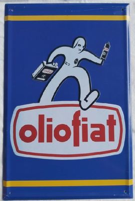 Olio Fiat Targa Latta Hachette Targhe Pubblicitarie Collezione Riproduzione Pubblicità