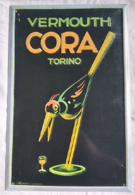 Vermouth Cora Torino Targa Latta Hachette Targhe Pubblicitarie da Collezione