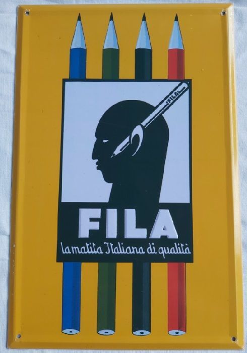 Fila Matita Qualita' Targa Latta Hachette Targhe Pubblicitarie Collezione Riproduzione Pubblicità