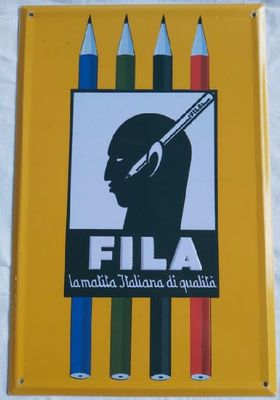 Fila Matita Qualita' Targa Latta Hachette Targhe Pubblicitarie Collezione Riproduzione Pubblicità