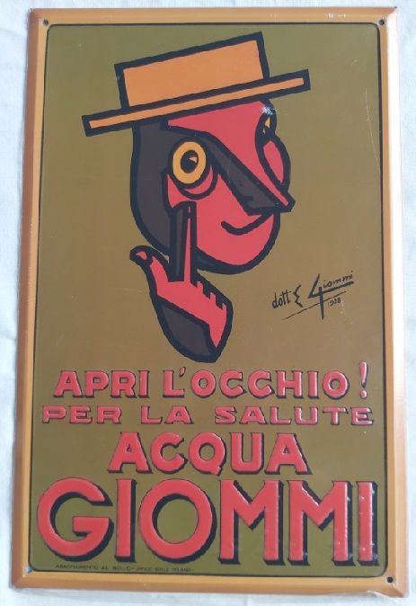 Acqua Giommi Targa Latta Hachette Targhe Pubblicitarie Collezione Riproduzione Pubblicità
