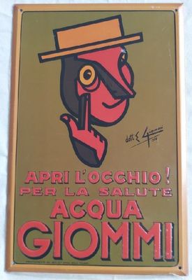 Acqua Giommi Targa Latta Hachette Targhe Pubblicitarie Collezione Riproduzione Pubblicità