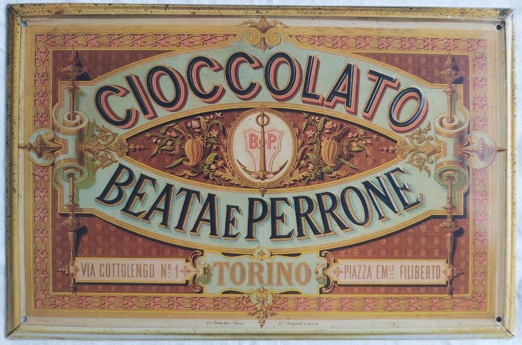Cioccolato Beata e Perrone Torino Targa Latta Hachette Targhe Pubblicitarie Collezione