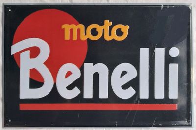 Moto Benelli Targa Latta Hachette Targhe Pubblicitarie Collezione Riproduzione Pubblicità