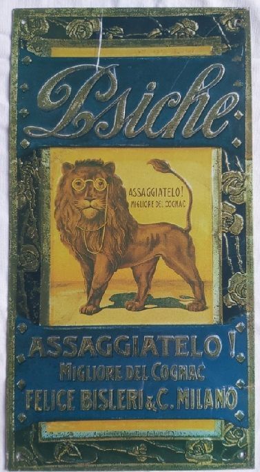 Psiche Cognac Bisleri Targa Latta Hachette Targhe Pubblicitarie Collezione Riproduzione Pubblicità