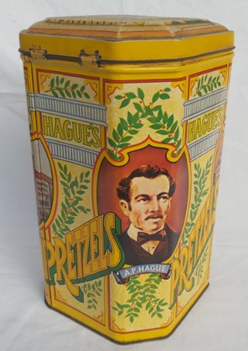 Scatola Latta Tin Box Vintage Pretzels Hague's Anni ’80 2 Cerniere