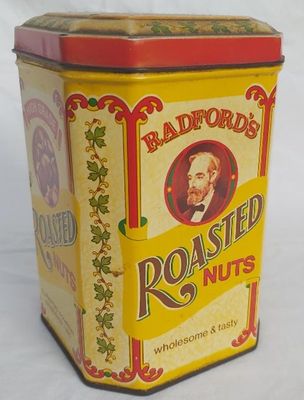 Scatola Latta Tin Box Vintage Radford's Roasted Nuts con 2 Cerniere