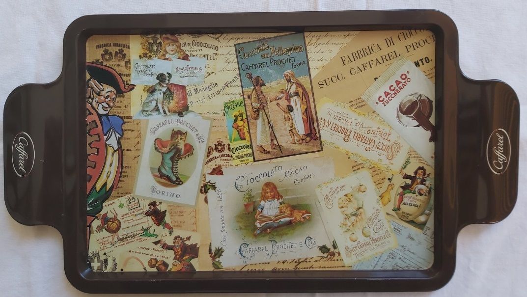 Vassoio in Latta Locandine Pubblicitarie della Caffarel Prochet Torino Vintage