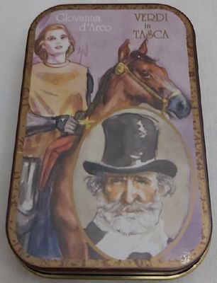 Scatola Latta Serie Giuseppe Verdi in Tasca Giovanna D'Arco Tin Box Vintage