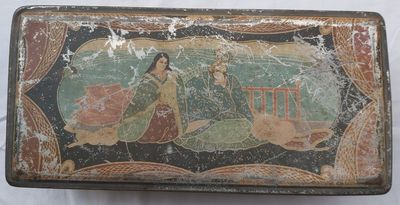 Scatola Latta Tin Box Vintage Carlo Delser & F.lli Figura Coppia Araba Orientale