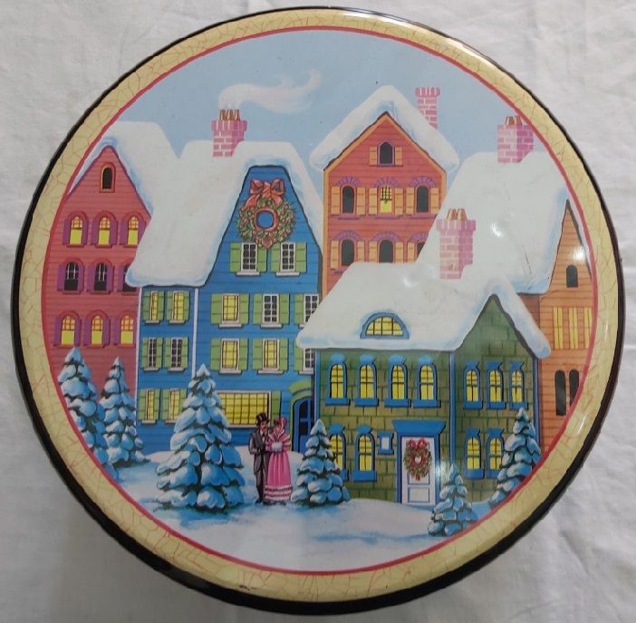 Scatola Latta Tin Box Vintage Paesaggio Nevoso Pandoro Battistero 1995