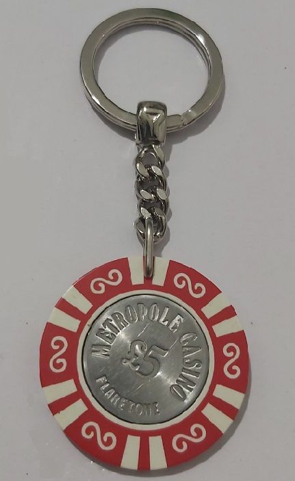 Portachiavi Chip Fiche Gettone Gioco Casinò Originale Metropole Casino 5 £ Flaretone