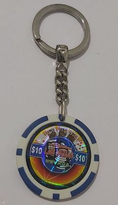Portachiavi Chip Fiche Gettone Gioco To Fabulous Las Vegas Nevada Chip Hologram Valore 10 Blue