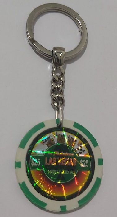 Portachiavi Chip Fiche Gettone Gioco To Fabulous Las Vegas Nevada Chip Hologram Valore 25 Verde