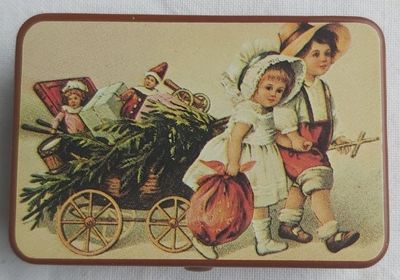 Scatola Latta Tin Box Bimbi Con Carrettino Giocattoli Rossano Amarelli Liquirizia
