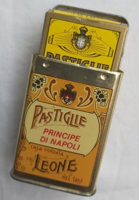 Scatola Latta Tin Box Pastiglie Aromatiche Leone Principe di Napoli Vintage