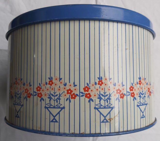 Scatola Latta Tin Box Cilindrica Disegno Angela Lampugnani Vintage
