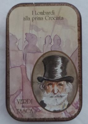 Scatola Latta Serie Giuseppe Verdi in Tasca Lombardi Prima Crociata Tin Box Vintage