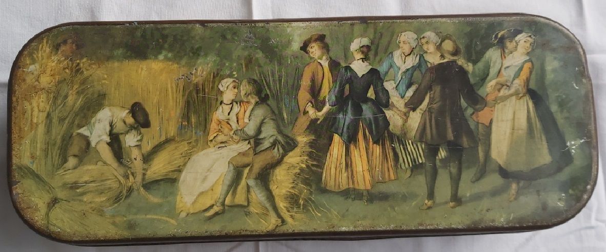 Scatola Latta Tin Box Mietitura Festa Campestre Heller Vienna Vintage