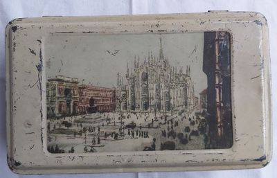 Scatola Latta Tin Box Duomo Milano Pavesi Vintage. Biscottini di Novara Anni ‘40
