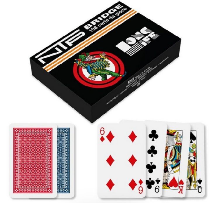 Carte BRIDGE Ramino NTP Long Life PVC 108 Regular 2 Index Back Rosso Blu.