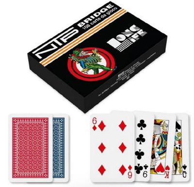 Carte BRIDGE Ramino NTP Long Life PVC 108 Regular 2 Index Back Rosso Blu.