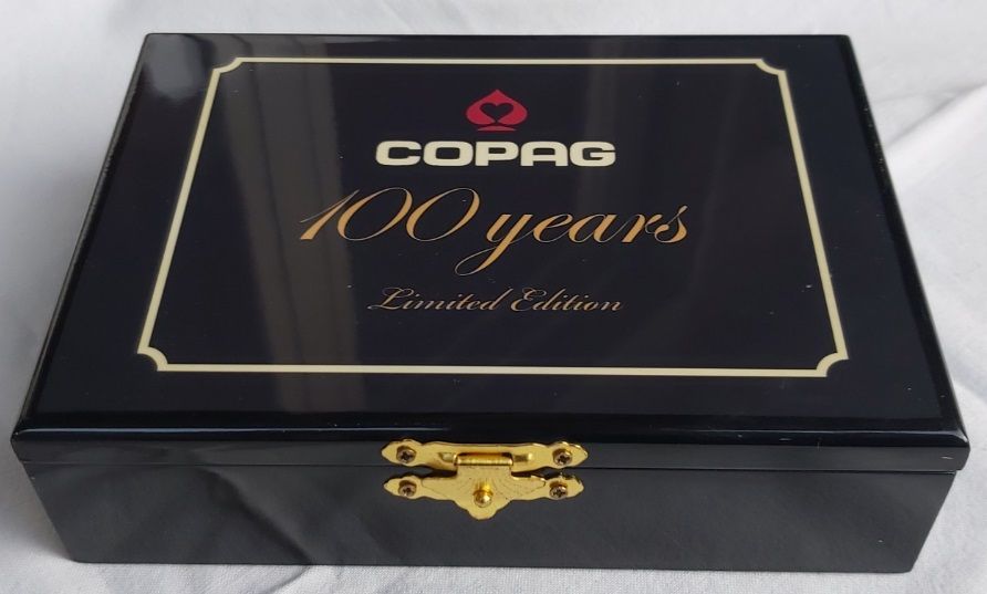 Elegante Cofanetto Astuccio Legno Centenario (1908-2008) Copag 2 Poker 100 Years  n. 1021/2880.