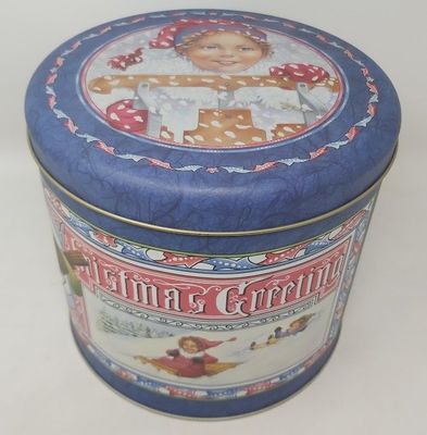 Scatola Latta Tin Box Christmas Greeting Bambini su Slittino 2001
