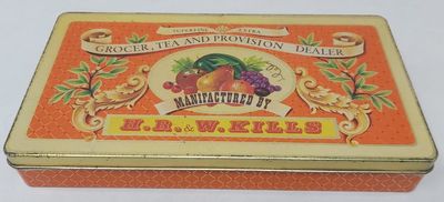 Scatola Latta Tin Box Grocer Tea Provision Dealer H. R. & W. Kills