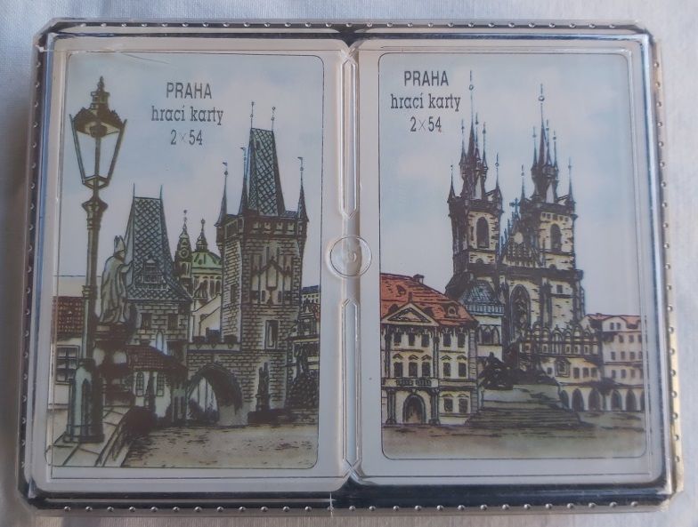 Confezione Plastica Mazzi Carte Souvenir Ramino 2 Poker Città Praga Praha