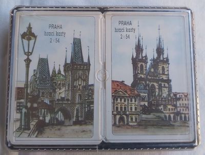 Confezione Plastica Mazzi Carte Souvenir Ramino 2 Poker Città Praga Praha