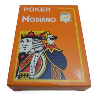 Mazzo Carte Poker Texas Hold'em 4 Large Index 100% Plastica Cristallo Back Arancio Modiano