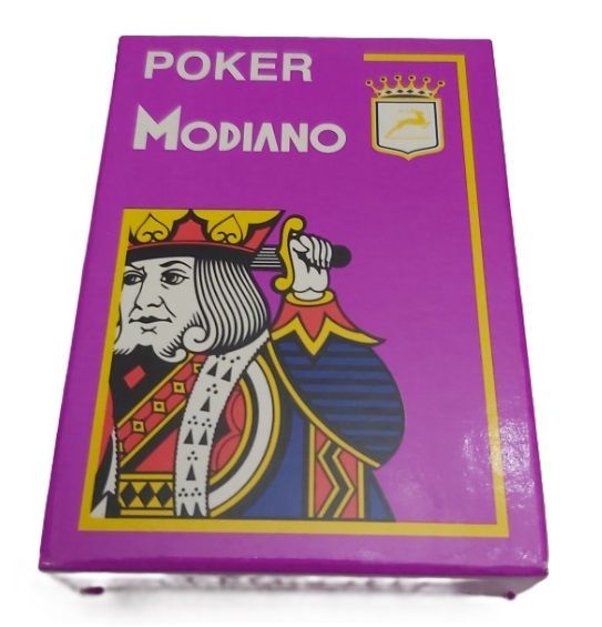 Mazzo Carte Poker Texas Hold'em 4 Large Index 100% Plastica Cristallo Back Viola Modiano