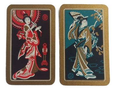 Cofanetto Carte Gioco Mazzo Ramino Patience Geisha Oriental Girls