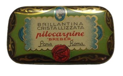 Scatolina Latta Tin Box Brillantina Cristallizzata Pilocarpine Breber Paris Roma