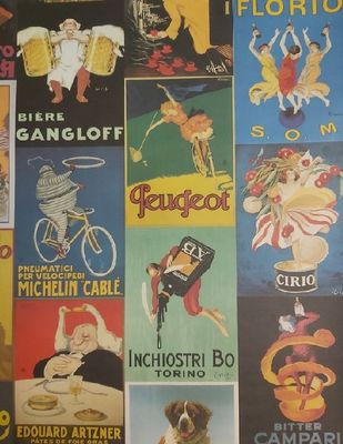 Poster Plurimarche Vintage cm 49 x 70,5 Florio Cinzano Peugeot Cirio Campari
