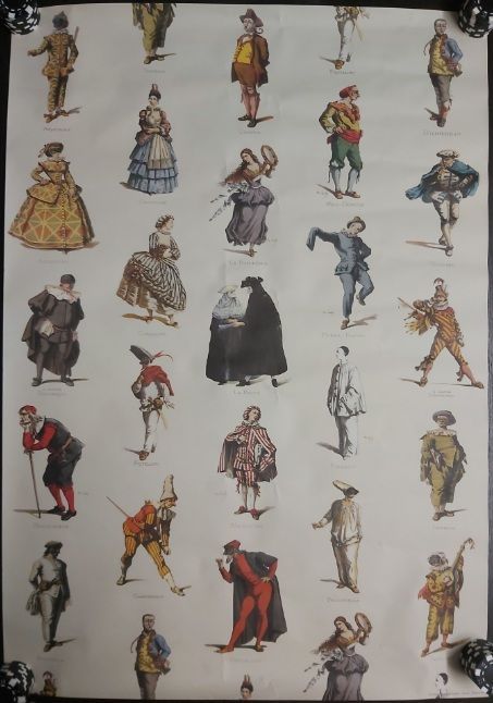 Poster Maschere di Carnevale Vintage cm 49 x 70,5 Istituto Fotocromo Italiano