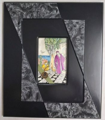 Quadro Uomo Bastone Fanciullo Seduto Cani Argento 996‰ Creazione Artistica Eredi Papa