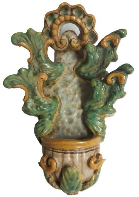 Acquasantiera Motivo Floreale Barocco Ceramiche Alessi Caltagirone Acquasantiera Motivo Floreale Barocco Ceramiche Alessi Caltagirone