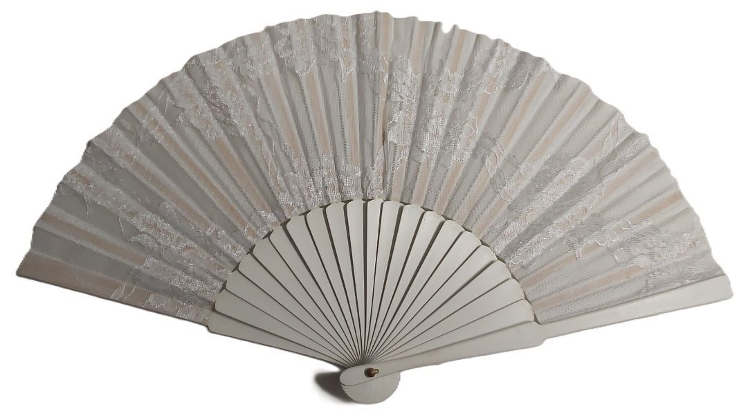 Ventaglio Finissimo Pizzo Bianco Legno Balsa Bianco